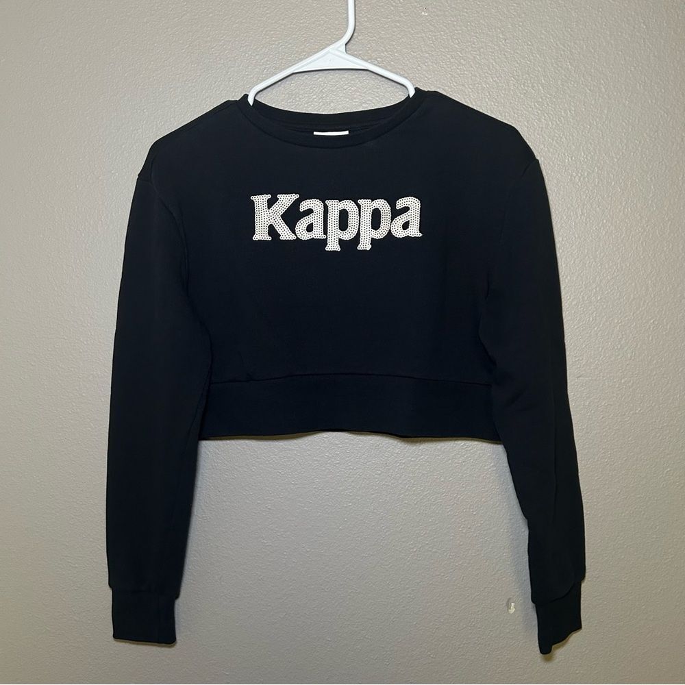 Kappa Authentic Gobret black sequins cropped pullover sweater women’s size small - Picture 3 of 10
